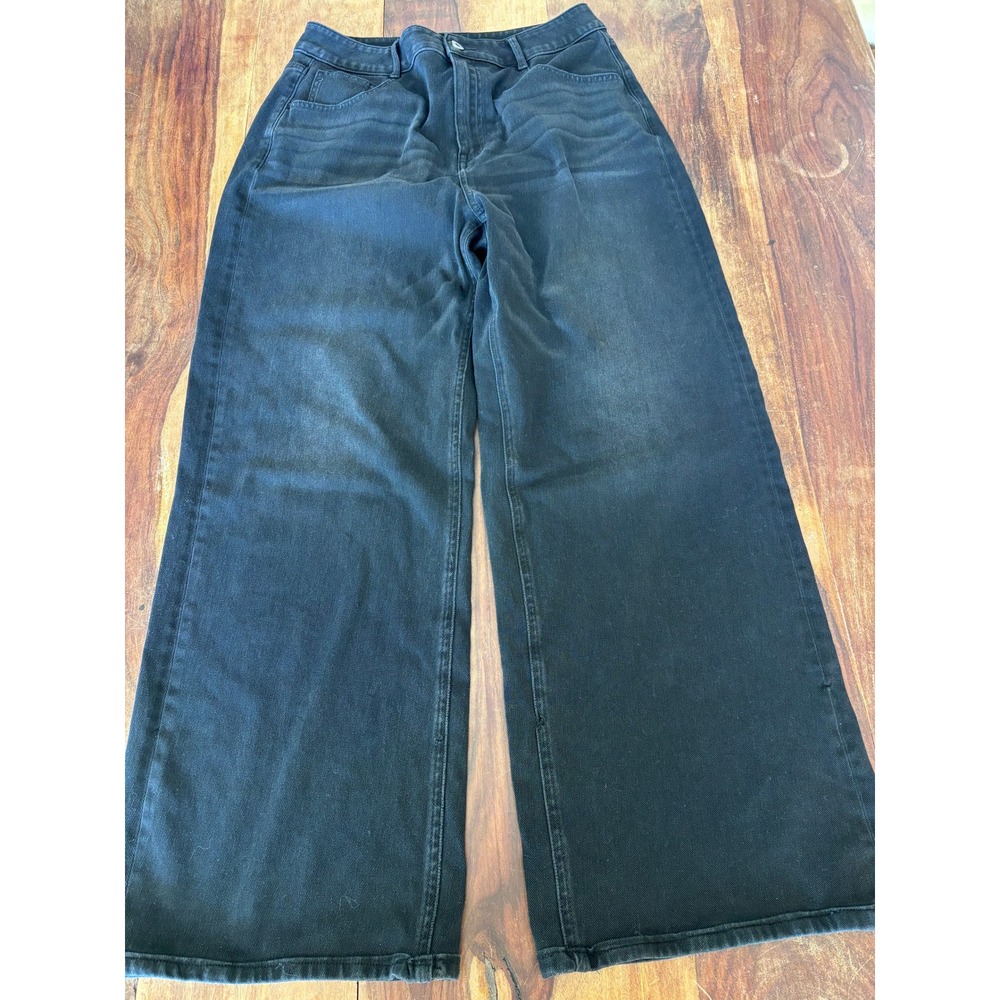 Halara wide leg jeans women L black high rise stretch denim pants